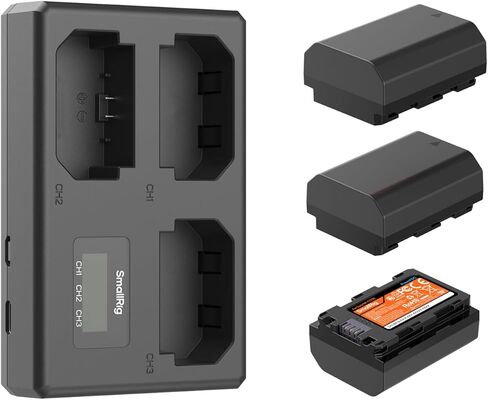 SMALLRIG NP-FZ100 Camera Battery Kit for Sony, Triple-Slot LCD Charger with 3-Pack 1940mAh Batteries, Full Decode for Sony A7V A7IV A7III A7C A6700 A6600 FX3 FX30 ZV-E1 ZV-E10II A9III A7RV in Kuwait
