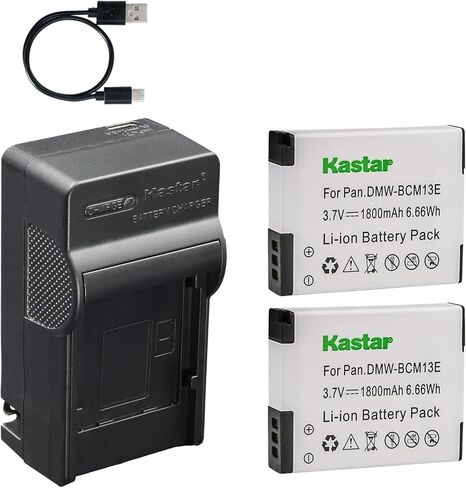 بطارية Kastar مكونة من قطعتين وشاحن تيار متردد وUSB-C متوافق مع كاميرا BCM13 لباناسونيك لوميكس FT5 FT6 FT7 TS5 TS6 TS7 TZ40 TZ55 TZ60 TZ70 ZS30 ZS40 ZS50 LZ40 كاميرا رقمية in Kuwait