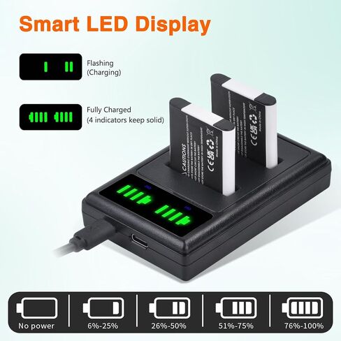 بطارية Li-90B Li-92B DB-110 وشاحن مزدوج LED لأوليمبوس Tough TG-7، TG-6، TG-5، TG-Tracker، SH-1، SH-2، SP-100 IHS، Tough TG-1 iHS، TG-2 iHS، TG-3، TG-4، SH50 iHS، SH60، XZ-2 iHS in Kuwait