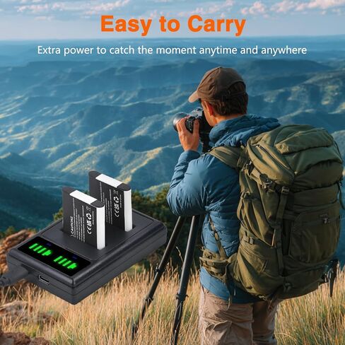 بطارية Li-90B Li-92B DB-110 وشاحن مزدوج LED لأوليمبوس Tough TG-7، TG-6، TG-5، TG-Tracker، SH-1، SH-2، SP-100 IHS، Tough TG-1 iHS، TG-2 iHS، TG-3، TG-4، SH50 iHS، SH60، XZ-2 iHS in Kuwait