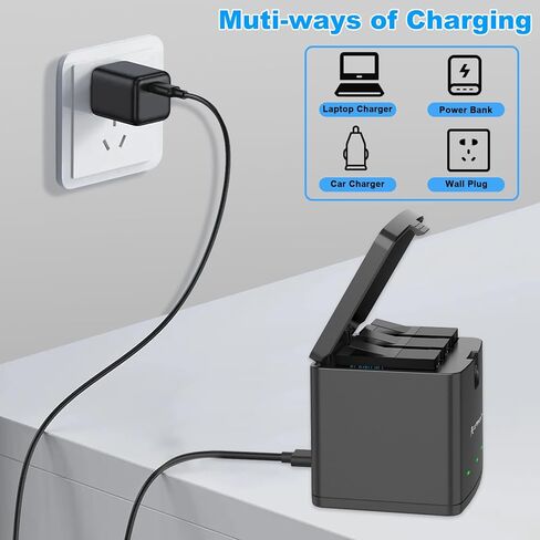 A Artman Hero 13 Battery 2100mAh for Hero13 Black, and 3-Channel LED USB Charger Fully Compatible with GoPro Hero 13 Battery and Charger (3-Pack) in Kuwait