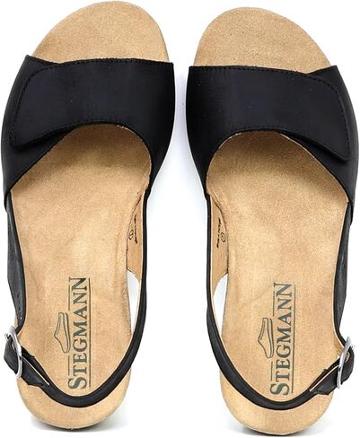Stegmann Women's Clara Slingback Sandal - Adjustable Straps with Velcro, Cushioned Suede Footbed with Arch Support, Adjustable Back Strap & Elastic Goring, No-Pinch, Wide Toe Box - Medium Width in Saudi Arabia