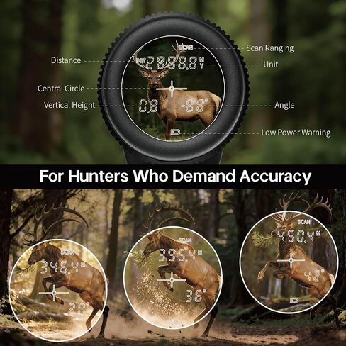 مناظير Rangefinder للصيد، 2624 ياردة طويلة المدى بالليزر 10x42 مم HD، سريع 0.15 ثانية IP65 مقاوم للماء ± 0.5 متر محدد المدى مدمج للصياد والجولف والمغامرات الخارجية in Kuwait