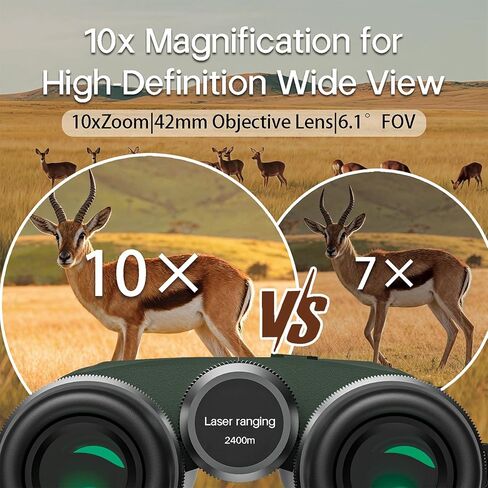 مناظير Rangefinder للصيد، 2624 ياردة طويلة المدى بالليزر 10x42 مم HD، سريع 0.15 ثانية IP65 مقاوم للماء ± 0.5 متر محدد المدى مدمج للصياد والجولف والمغامرات الخارجية in Kuwait