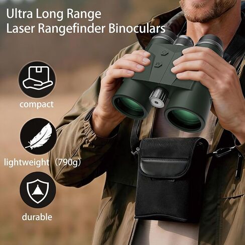 مناظير Rangefinder للصيد، 2624 ياردة طويلة المدى بالليزر 10x42 مم HD، سريع 0.15 ثانية IP65 مقاوم للماء ± 0.5 متر محدد المدى مدمج للصياد والجولف والمغامرات الخارجية in Kuwait