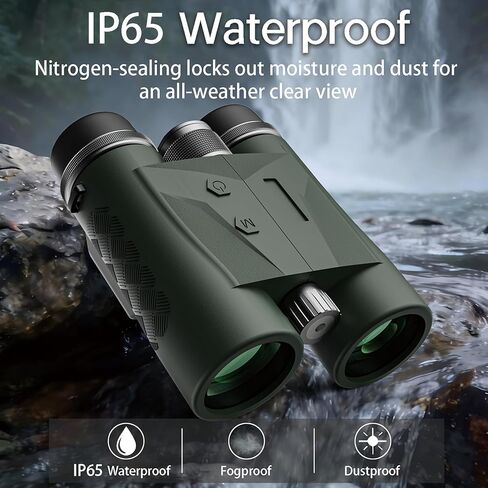 مناظير Rangefinder للصيد، 2624 ياردة طويلة المدى بالليزر 10x42 مم HD، سريع 0.15 ثانية IP65 مقاوم للماء ± 0.5 متر محدد المدى مدمج للصياد والجولف والمغامرات الخارجية in Kuwait