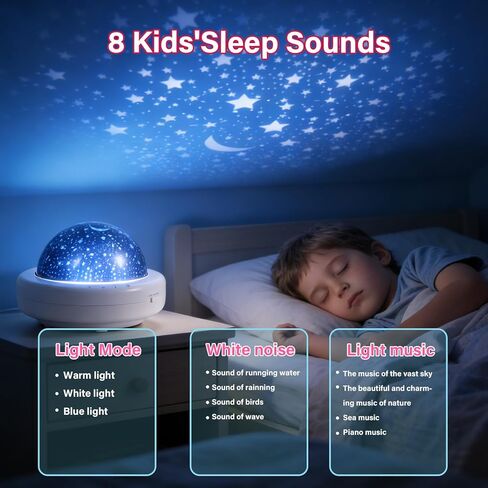 Projection Sleep Device, Night Light with Touch Control, White Noise & Music Sound Machine, 5V USB/Battery Powered, Sleep Aid for Kids and Adults, Home Bedroom Decor in Kuwait