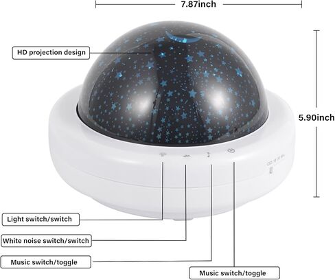Projection Sleep Device, Night Light with Touch Control, White Noise & Music Sound Machine, 5V USB/Battery Powered, Sleep Aid for Kids and Adults, Home Bedroom Decor in Kuwait