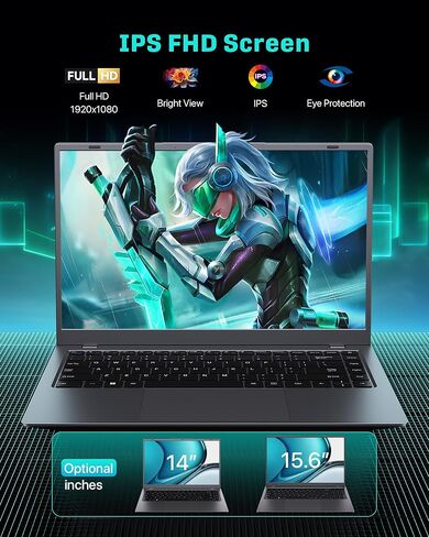 كمبيوتر محمول 15.6 بوصة - 32 جيجابايت رام 1 تيرابايت SSD، معالج بنتيوم ذهبي (يصل إلى 3.4 جيجاهرتز)، شاشة 1080 بكسل فل اتش دي، USB3.2، نوع C، WiFi5، BT5.2، كمبيوتر محمول للأعمال والطلاب in Kuwait