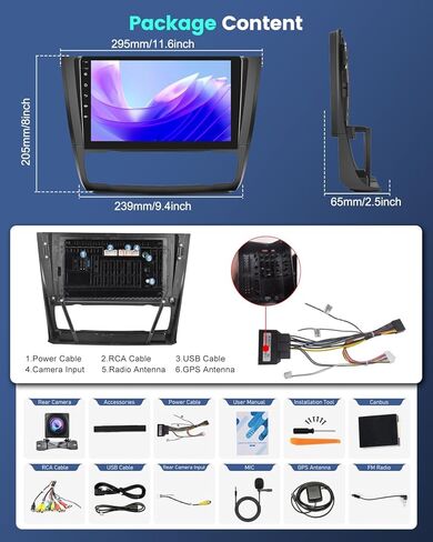 ستيريو سيارة EKAT 8 Core Android 15 لسيارة BMW 1 Series E87 E81 E82 E88 2008-2012 (Auto A/C) - 4G+64G Wireless Carplay & Android Auto - راديو بشاشة تعمل باللمس 9 بوصة مع واي فاي 5 جيجا هرتز، GPS، DSP، SWC in Kuwait
