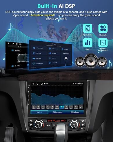 ستيريو سيارة EKAT 8 Core Android 15 لسيارة BMW 1 Series E87 E81 E82 E88 2008-2012 (Auto A/C) - 4G+64G Wireless Carplay & Android Auto - راديو بشاشة تعمل باللمس 9 بوصة مع واي فاي 5 جيجا هرتز، GPS، DSP، SWC in Kuwait