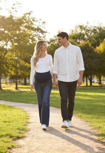 BLENCOT Maternity Jeans for Women Over Belly Pregnancy Pants Comfy Pregnant Jeans Flare Denim Jeans with Pockets in Saudi Arabia
