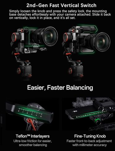 Hohem iSteady MT3 Pro 3 axis Gimbal Stabilizer with AI Tracker, for Mirrorless/Compact/Action Camera/Smartphone, Detachable Touchscreen Control,2.5KG/5.5lbs Payload,for Canon Sony Nikon Panasonic in Kuwait