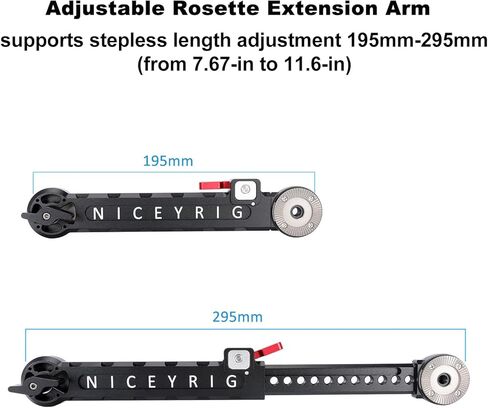 NICEYRIG Rosette Mount Extension Arm, Adjustable Length to 11.6-Inch Rosette Arm for DSLR 15mm Shoulder Rig Support System - 637 in Kuwait