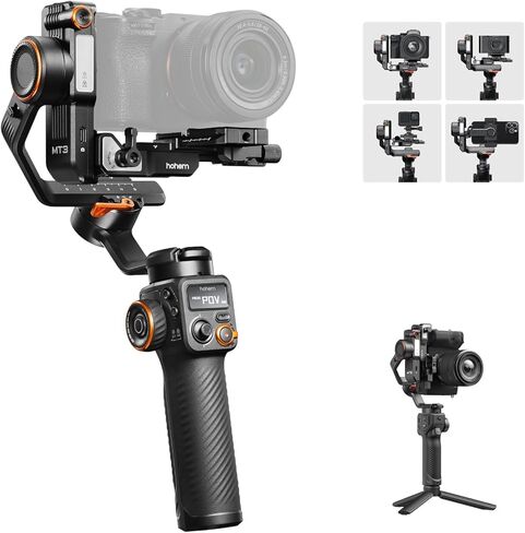 مثبت هوهيم iSteady MT3 Gimbal للكاميرا المدمجة بدون مرآة/كاميرات الحركة/الهاتف الذكي، جهاز تعقب AI مدمج CCT RGB Light، شاشة OLED، محمولة 765 جم، كاميرا ثلاثية المحاور Gimbal لسوني Canon Nikon in Kuwait