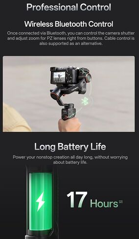 مثبت هوهيم iSteady MT3 Gimbal للكاميرا المدمجة بدون مرآة/كاميرات الحركة/الهاتف الذكي، جهاز تعقب AI مدمج CCT RGB Light، شاشة OLED، محمولة 765 جم، كاميرا ثلاثية المحاور Gimbal لسوني Canon Nikon in Kuwait