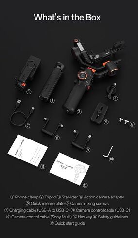 مثبت هوهيم iSteady MT3 Gimbal للكاميرا المدمجة بدون مرآة/كاميرات الحركة/الهاتف الذكي، جهاز تعقب AI مدمج CCT RGB Light، شاشة OLED، محمولة 765 جم، كاميرا ثلاثية المحاور Gimbal لسوني Canon Nikon in Kuwait