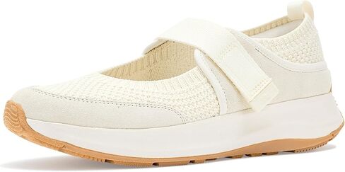 FitFlop Women's F-Mode Flow Knit/Suede Mary Janes Sneakers | Lightweight Sporty Casual Cushioned Shoes with Adjustable Strap in Kuwait