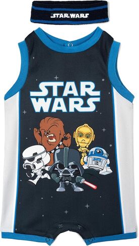 STAR WARS Baby Athletic Basketball Romper & Sweatband Set Newborn to Infant Sizes (0-3 Months - 24 Months) in Kuwait