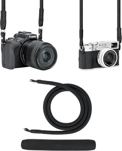 JJC 115cm Braided Rope Camera Strap, Soft Neck Shoulder Strap for Sony ZV-E10 A7V A7IV A6400 A6700 Fuji Fujifilm XT4 XT3 XT20 XE4 Canon 5D 6D R7 R8 Nikon ZR Z fc D3400 & More DSLR Mirrorless - Black in Saudi Arabia
