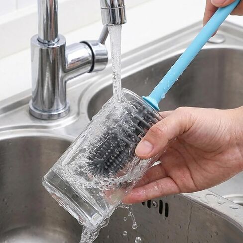 2pcs Silicone Bottle Cleaning Brush Water Bottle Cleaner Brushes with Long Handle Bottles Brush Cleaner for Small Narrow Neck Containers Glassware Sports Bottles Vase in Kuwait