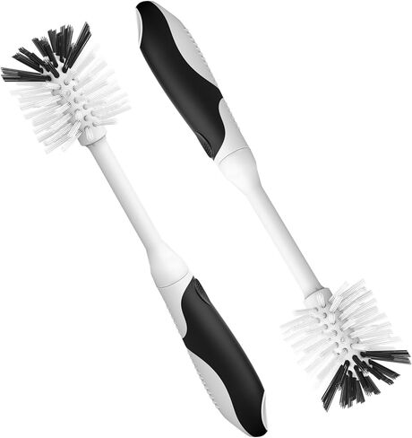 Cleangor Bottle Brush, Bottle Cleaning Brush Cleaner Brushes for Bottles, Bottle Scrub Brush, Hard Bristle Brush for Cups, Mugs, Thermos, Shaker Bottles, Ergonomic & Dishwasher Safe (2, Black) in Saudi Arabia