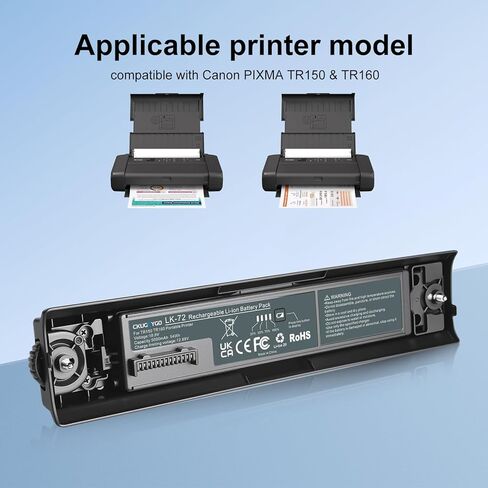 بطارية بديلة LK-72 مع غطاء لطابعة Canon TR150/TR160، حزمة طاقة للطابعة المحمولة المدمجة 10.8 فولت 5000 مللي أمبير في الساعة in Kuwait
