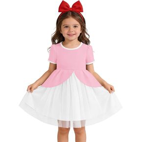 Haloumoning Toddler Baby Girl Tutu Dress Kids Summer Ruffle Short Sleeve Tulle Party Dresses 9M-8Y in Kuwait
