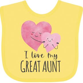 inktastic I Love My Great Aunt 2 Hugging Hearts Baby Bib in Kuwait