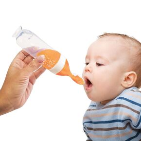 Lulyboo Baby Feeding Essentials Squeeze Baby Food Dispenser & Self-Feeding Spoon-One-Handed, Mess-Free, BPA-Free, Pureed & Semi-Solid Food Feeder, Portable, Dishwasher Safe, Ideal for Teething Babies in Kuwait