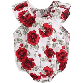 Wennikids الوليد طفلة رومبير الأزهار طباعة خمر بذلة الزي Playsuit الملابس in Kuwait