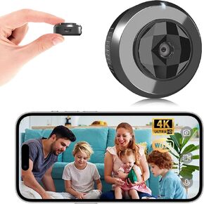 كاميرا مخفية داخلية بدقة 4K، كاميرا صغيرة مع وقت استعداد لمدة 30 يومًا، التحكم الذكي في التطبيق وكشف الحركة (أسود فحمي) in Kuwait