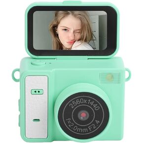 Pomya Mini Digital Camera 2K with 180 Flip Screen, Built in Flash, 32GB Storage, Portable Compact Camera for Selfies Vlogging Travel, Type C Rechargeable (Green) in Kuwait