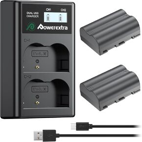 EN-EL3E Powerextra 2 x Battery & Dual LCD Charger Compatible with Nikon EN-EL3E Nikon D50, D70, D70s, D80, D90, D100, D200, D300, D300S, D700 Digital SLR Cameras in Saudi Arabia