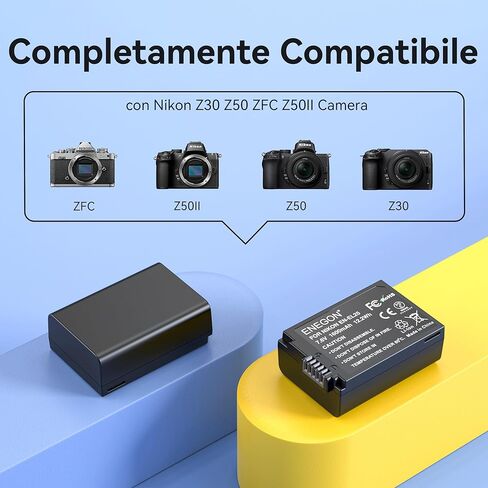 بطارية ENEGON EN-EL25 (عبوتان - 1600 مللي أمبير في الساعة)، طقم شاحن مزدوج LED ذكي لكاميرا Nikon Z50 Z30 ZFC Z50ii الرقمية in Kuwait