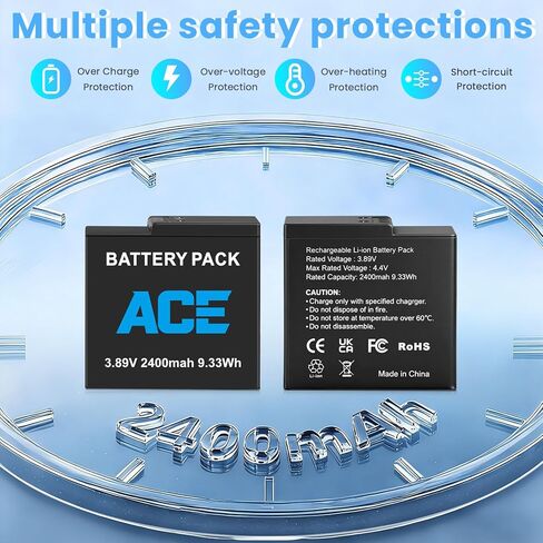 3 عبوات من بطاريات Ace Pro 2 بقوة 2400 مللي أمبير في الساعة ومحور شاحن سريع ثلاثي القنوات، متوافق مع قدرة ترقية كاميرا Insta360 Ace Pro 2/Ace Pro/Ace Action، مع كابل شحن USB-C in Kuwait