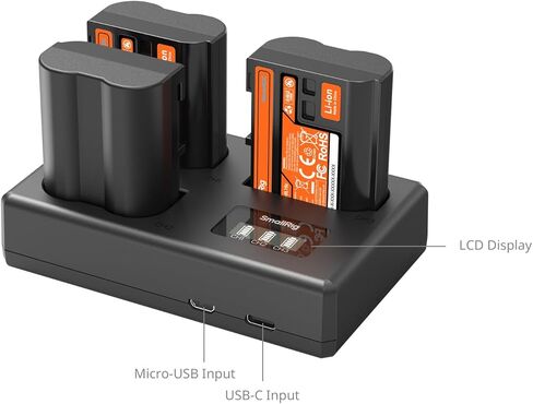 طقم بطارية كاميرا SMALLRIG EN-EL15c لنيكون، شاحن LCD ثلاثي الفتحات مع 3 بطاريات 1940 مللي أمبير في الساعة، فك تشفير كامل لنيكون ZR، Z6III، Zf، Z8، Z7II، Z7، Z6II، Z6، D850، D810، D780، D750، D500، D7500، D7200 in Kuwait