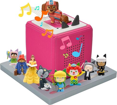 for TonieBox 1 and TonieBox 2, Square Tonies Storage Shelf,Tonie Shelves Magnetic with Pine Wood Organizer Figures 12-30 Characters Compatible Charging Station Tonies Box Shelf for Kid's Room(Pink) in Kuwait