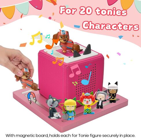 لـ TonieBox 1 وTonieBox 2، رف تخزين Tonies مربع، أرفف Tonie مغناطيسية مع أشكال منظمة من خشب الصنوبر 12-30 حرفًا متوافقة مع محطة الشحن Tonies Box Shelf لغرفة الأطفال (وردي) in Kuwait