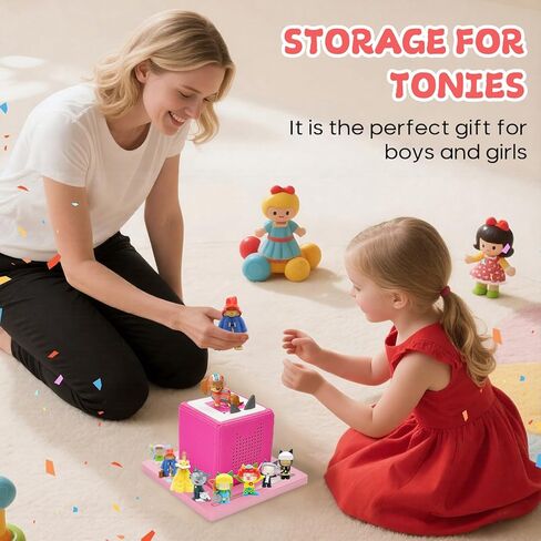 لـ TonieBox 1 وTonieBox 2، رف تخزين Tonies مربع، أرفف Tonie مغناطيسية مع أشكال منظمة من خشب الصنوبر 12-30 حرفًا متوافقة مع محطة الشحن Tonies Box Shelf لغرفة الأطفال (وردي) in Kuwait