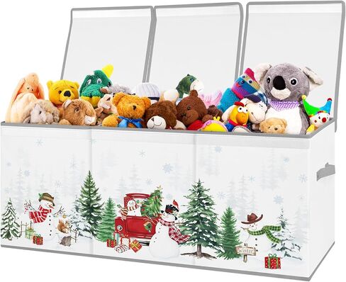 decalsweet Kids Toy Box Storage Chest Collapsible Storage Bin with Lids Handles for Boys Girls Toddler, Large Kids Toy Organizer Box for Kidsroom Bedroom Playroom Nursery,37.7"x12.5"x15.7" in Kuwait