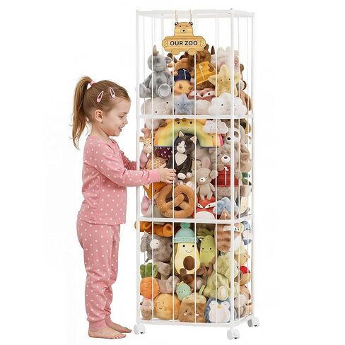 Homde Stuffed Animal Storage for Kids: Large Capacity Plush Toy Organizer - Space Saving 54in Rolling Holder for Kids Room Playroom Nursery in Kuwait