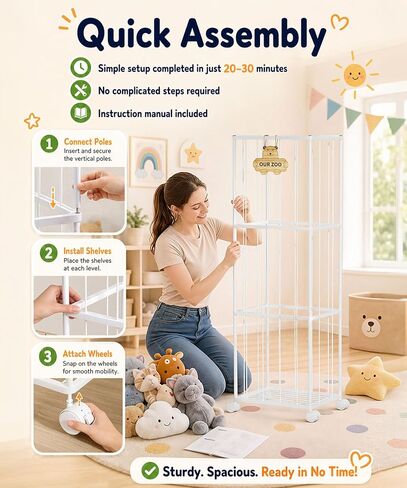 Homde Stuffed Animal Storage for Kids: Large Capacity Plush Toy Organizer - Space Saving 54in Rolling Holder for Kids Room Playroom Nursery in Kuwait