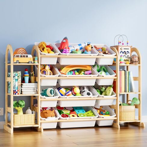 Kids Toy Storage Organizer - Toy Organizers and Storage with 6 Shelves and 12 Bins,Kids Toy Organizer for Playroom, Bedroom, Nursery, 53 Inches Wide in Kuwait