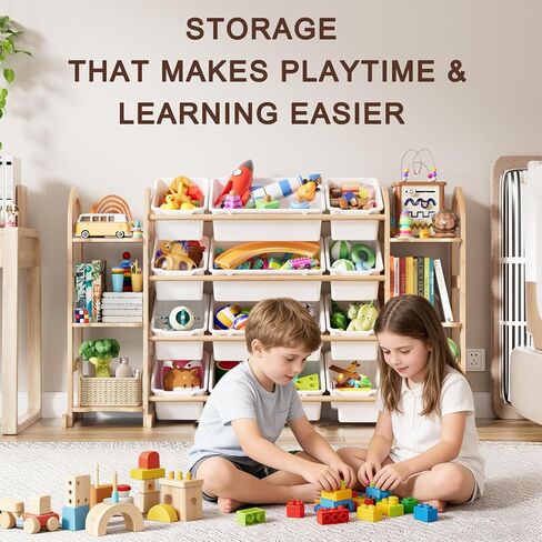 Kids Toy Storage Organizer - Toy Organizers and Storage with 6 Shelves and 12 Bins,Kids Toy Organizer for Playroom, Bedroom, Nursery, 53 Inches Wide in Kuwait