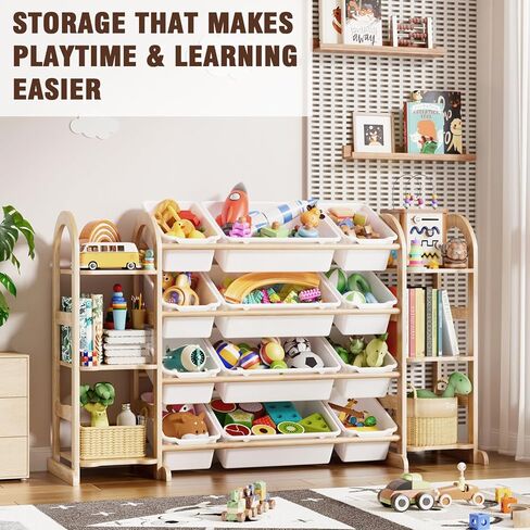 Kids Toy Storage Organizer - Toy Organizers and Storage with 6 Shelves and 12 Bins,Kids Toy Organizer for Playroom, Bedroom, Nursery, 53 Inches Wide in Kuwait