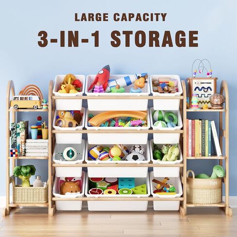 Kids Toy Storage Organizer - Toy Organizers and Storage with 6 Shelves and 12 Bins,Kids Toy Organizer for Playroom, Bedroom, Nursery, 53 Inches Wide in Kuwait