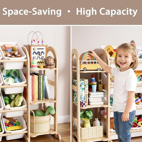 Kids Toy Storage Organizer - Toy Organizers and Storage with 6 Shelves and 12 Bins,Kids Toy Organizer for Playroom, Bedroom, Nursery, 53 Inches Wide in Kuwait