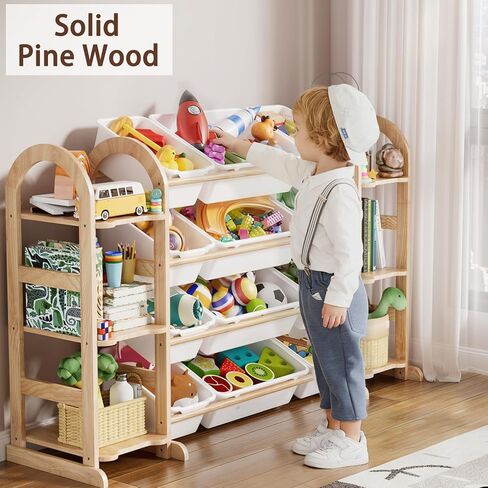Kids Toy Storage Organizer - Toy Organizers and Storage with 6 Shelves and 12 Bins,Kids Toy Organizer for Playroom, Bedroom, Nursery, 53 Inches Wide in Kuwait