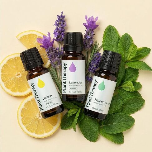 Plant Therapy Lemon, Lavender and Peppermint Essential Oil Set 10 mL (1/3 oz) 100% Pure, Undiluted, Therapeutic Grade in Kuwait